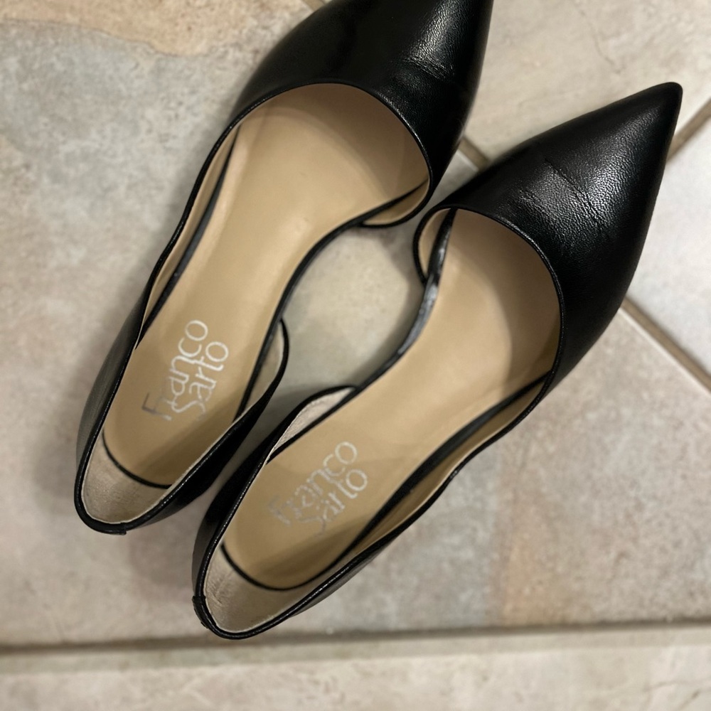 Franco Sarto Black Pointed Toe D'Orsay Flats
